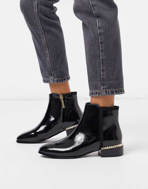 River Island patent ankle boot in black