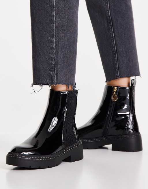 helvede idiom assimilation River Island patent chunky chelsea boot in black | ASOS