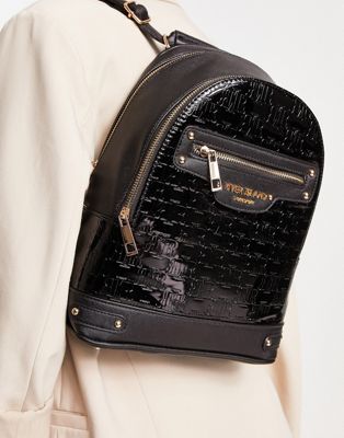 River Island patent embossed backpack in black - ASOS Price Checker