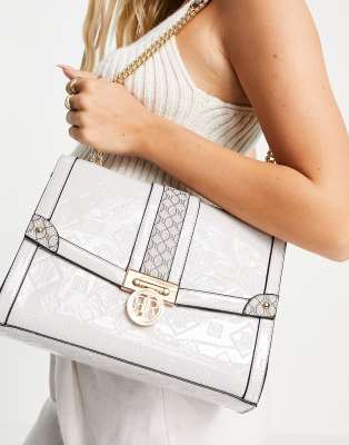 Light grey winged clearance chain handle tote bag