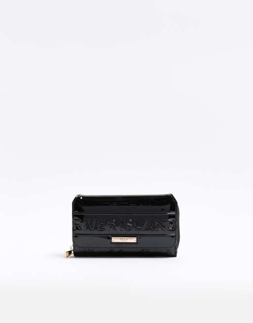 River Island Patent embossed purse in black ASOS