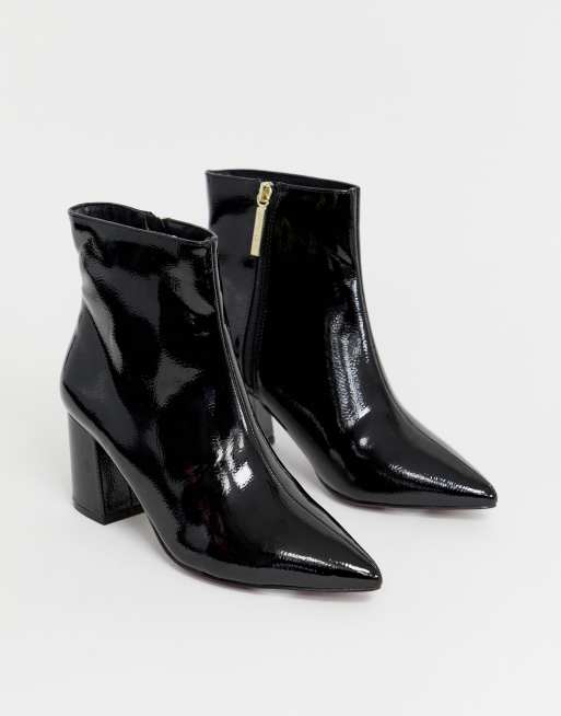 River island heeled patent 2024 military boots in black