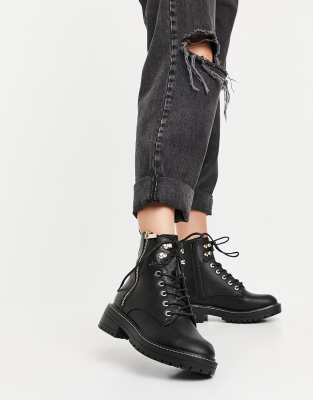 black lace up chunky boots river island