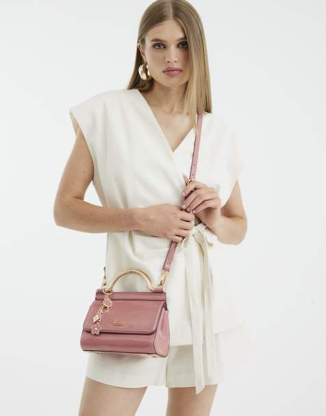River Island Patent metal handle mini tote bag in pink - medium - view 1