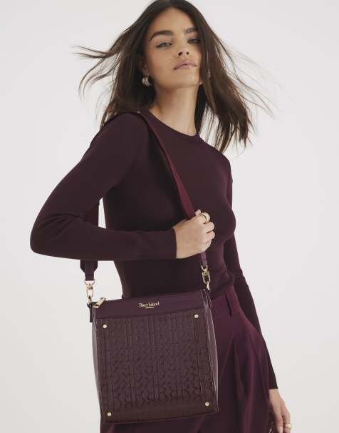 River Island Patent monogram print messenger bag in red - dark - view 1
