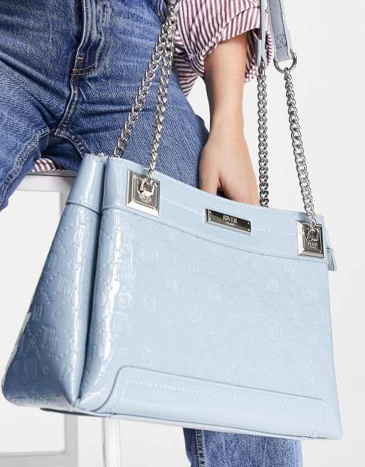 River island blue online purse