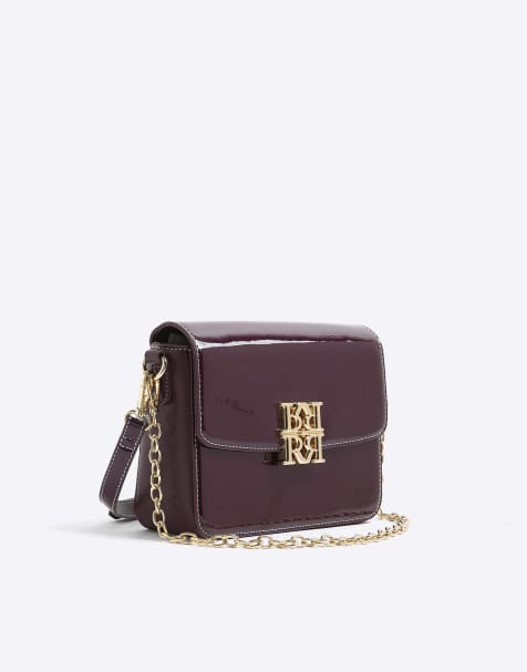 River Island Patent rr satchel bag in red - dark - view 1