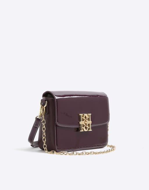 River Island Patent rr satchel bag in red - dark