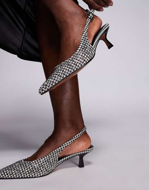 River Island patterned slingback court heel in black , 2 of 4