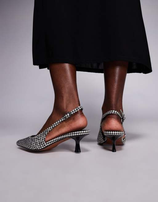 River Island patterned slingback court heel in black , 3 of 4