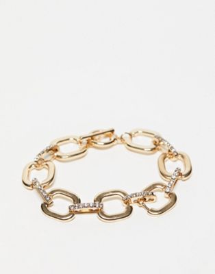 River Island pave link chain bracelet in gold