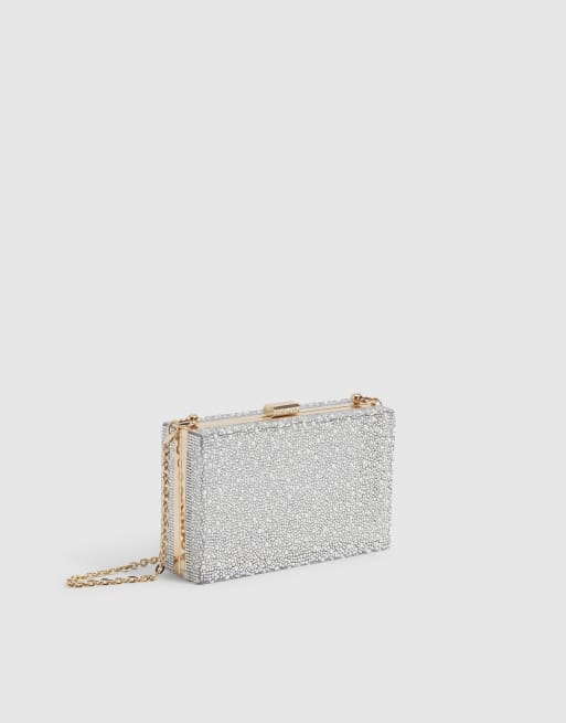 River Island Pearl and diamante hard clutch bag in silver, 2 of 4