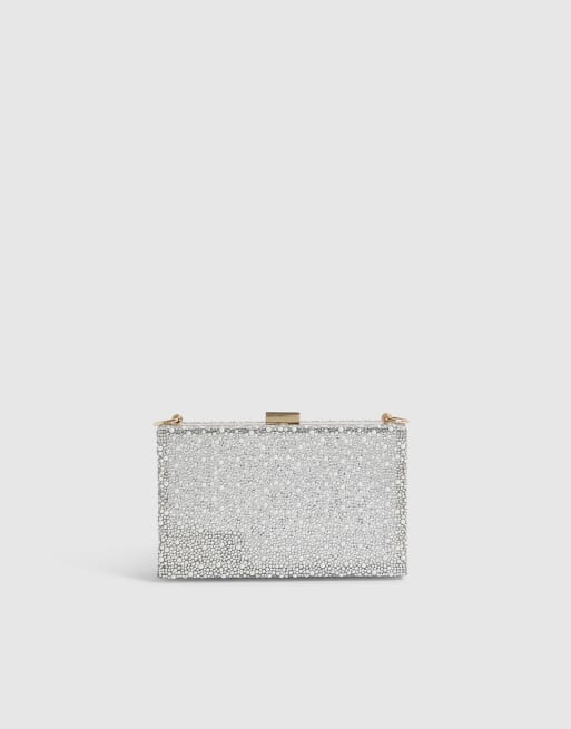 River Island Pearl and diamante hard clutch bag in silver, 4 of 4