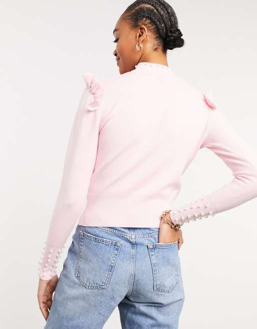 Pink jumper hot sale with pearls