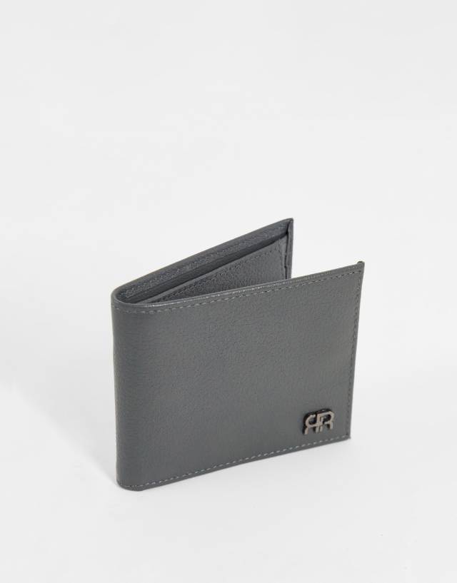 River Island pebbled bi-fold wallet in gray