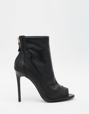 black peep toe heeled boots