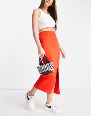 River Island pencil midi skirt in red - ASOS Price Checker