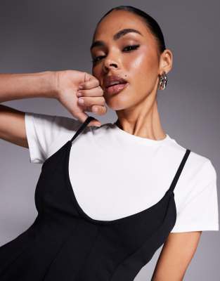 River Island Peplum Cami T-shirt In Black