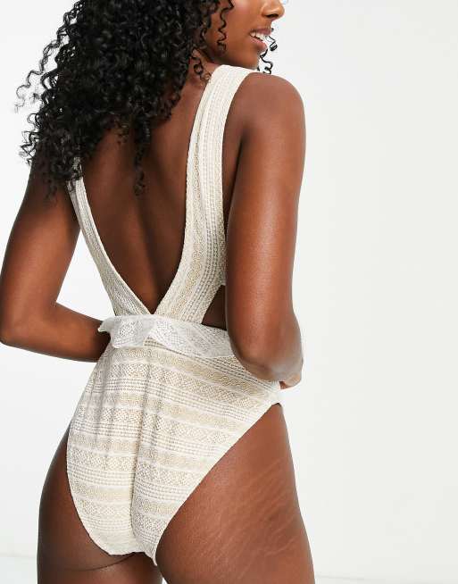 White store peplum swimsuit