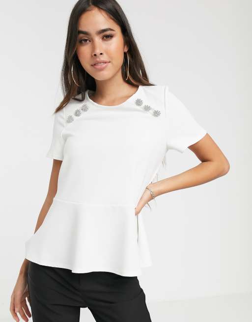 Ladies white cheap peplum top