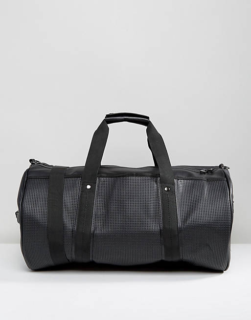 River Island Perforated Duffle Bag In Black | ASOS