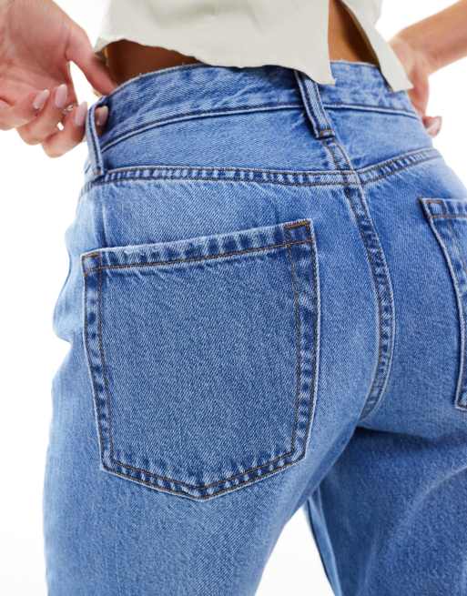 River Island Petite 90s straight jean in midwash blue, 4 of 5