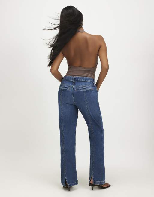 River Island Petite back split seam bootcut jeans in denim, 4 of 4