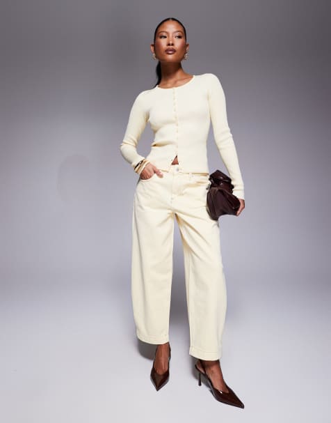 River island petite barrel jean in yellow  - view 1