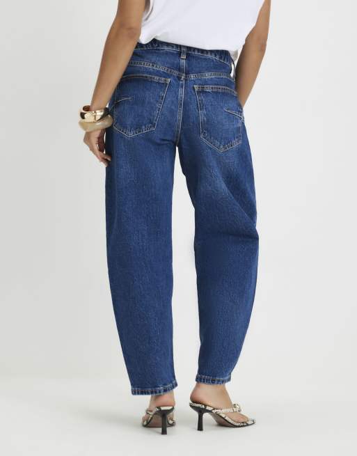 River Island Petite Barrel leg jeans in denim - medium, 3 of 4