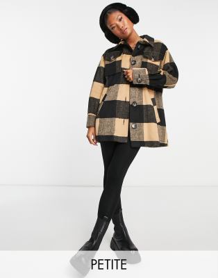 River Island Petite belted check shacket in brown - Click1Get2 Cyber Monday