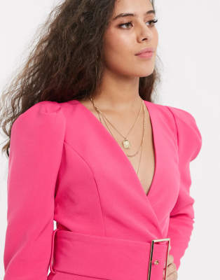 river island pink blazer dress