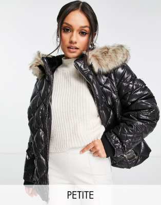 River island best sale black fur jacket