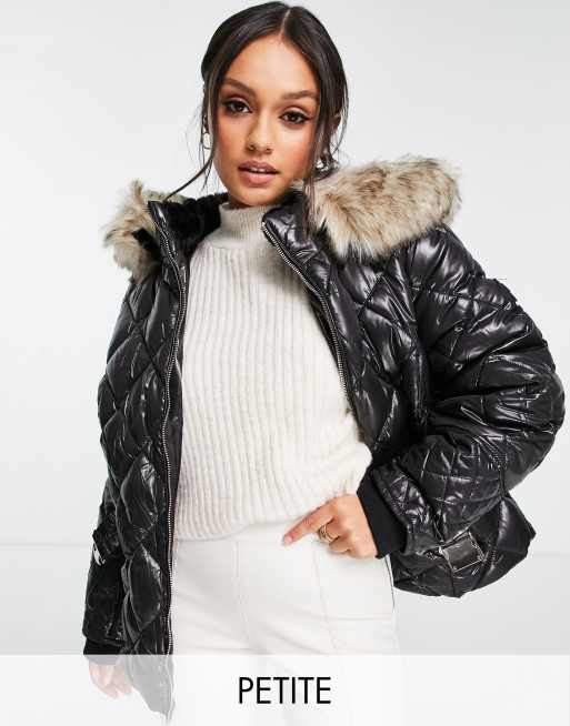 Black shiny puffer 2025 jacket river island