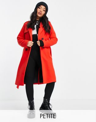 River Island Petite belted trench in red