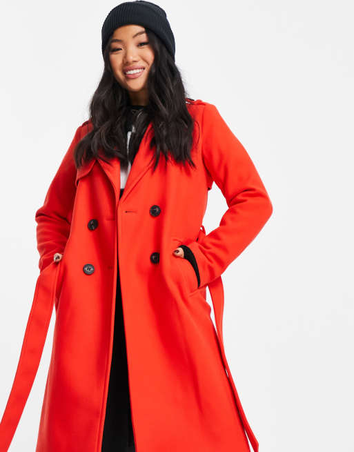 Petite red shop trench coat