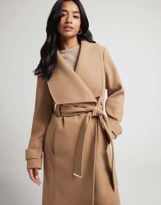 Petite camel coat river island on sale