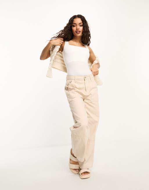 River Island Petite – Białe przylegające body z dekoltem karo, 2 z 4