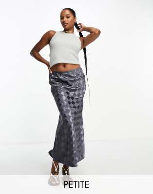 River Island Petite bias cut midi skirt in dark grey - ASOS Price Checker