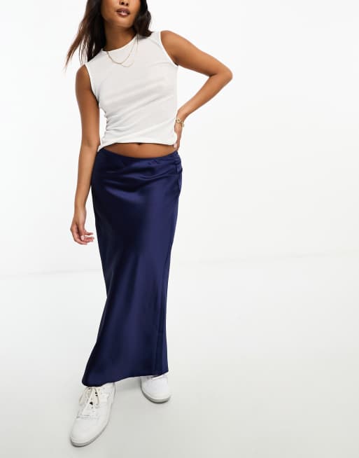 Navy blue cheap petite maxi skirt