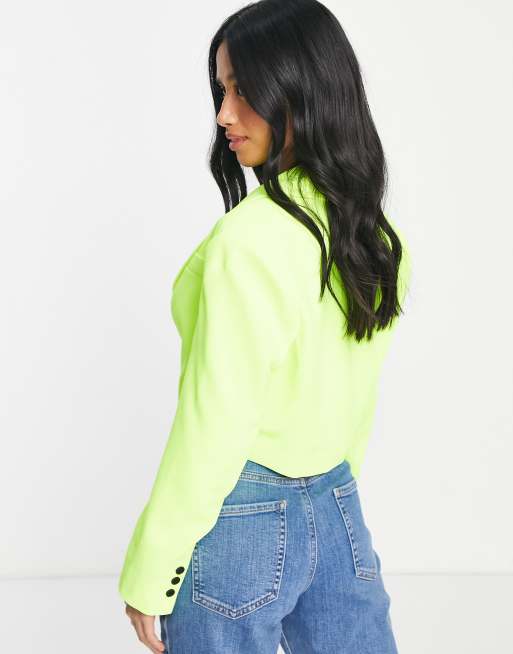 River Island Petite - Blazer court d'ensemble - Jaune vif, 2 de 4