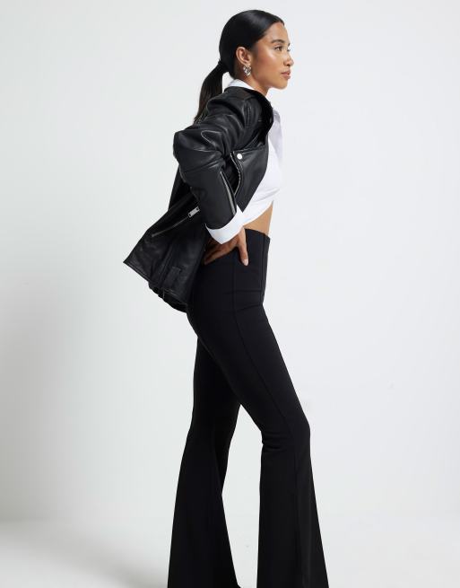 River Island Petite bootcut pants in black