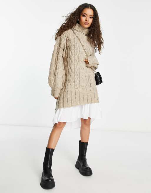 Beige jumper shirt dress new arrivals