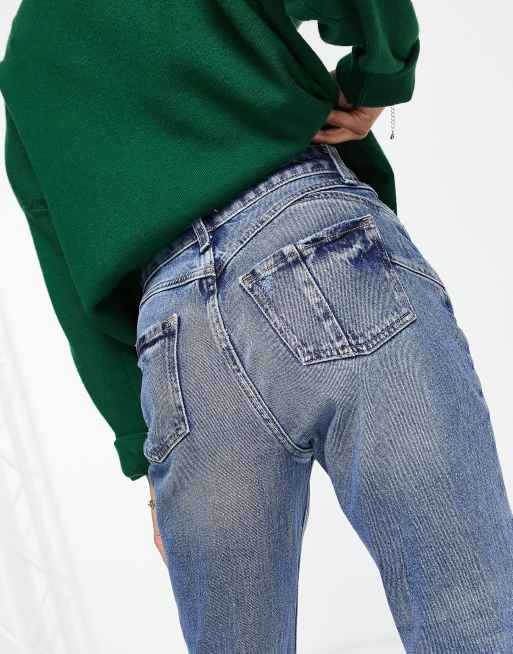 River Island Petite – Carrie – Mellanblå, smala mom jeans med hög midja, 3 av 4