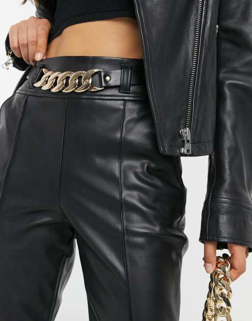 Leather pants with on sale chains