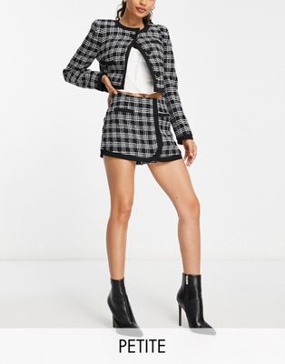 River Island Petite check boucle skirt co-ord in black