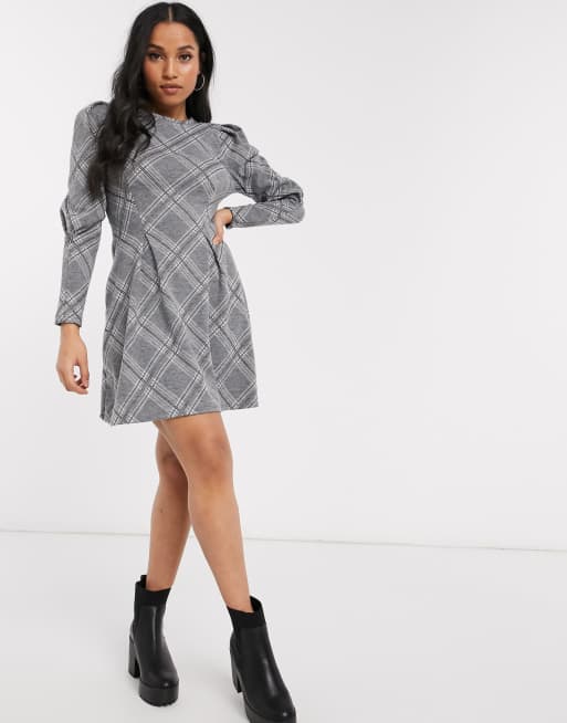 Grey shop checkered dress