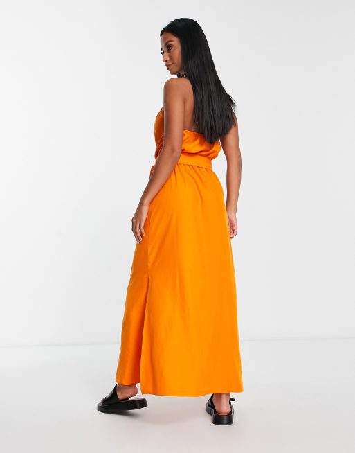 river island orange maxi dress