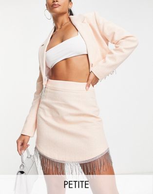 River Island Petite co-ord diamante trim mini skirt in pink