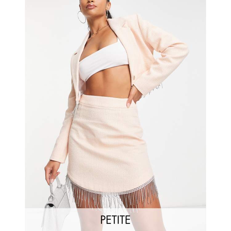 River Island Petite co-ord diamante trim mini skirt in pink