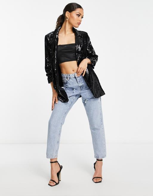 River island black deals sequin blazer